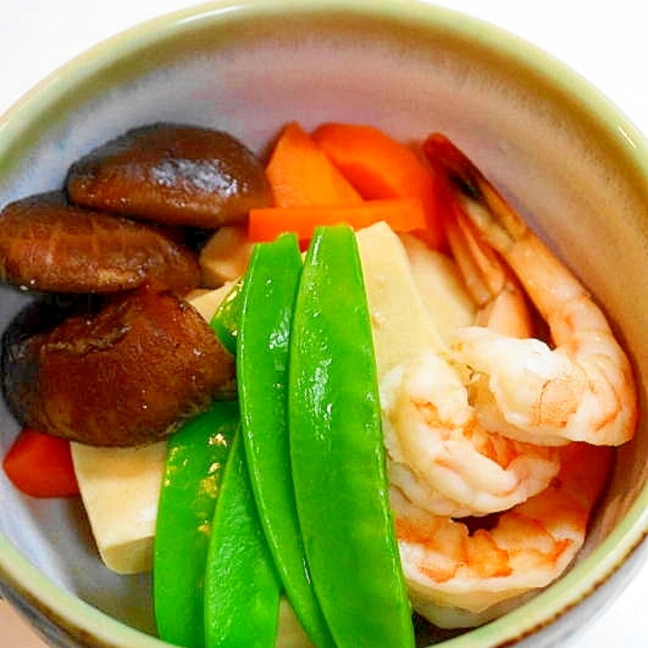 伝統食材で健康メニュー!高野豆腐と海老の煮物